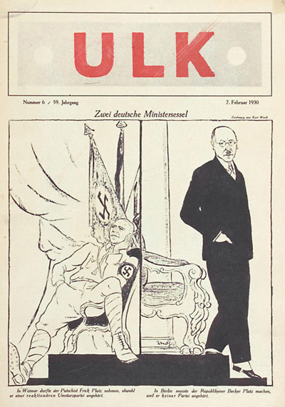 Wilhelm Frick: Titelseite von <I>Ulk</i> (7. Februar 1930)